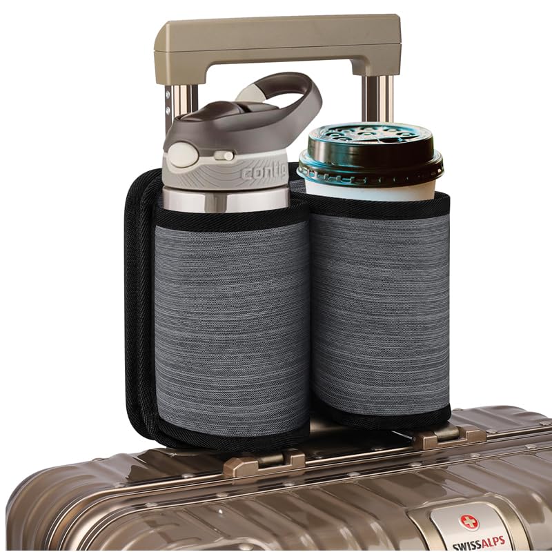 Accmor Luggage Travel Cup Holder Universal Suitcase Cup Holder, Free Hands Drink Caddy Suitcase Beverage Holder, Luggage Cup Caddy Gifts for Travelers Flight Attendants