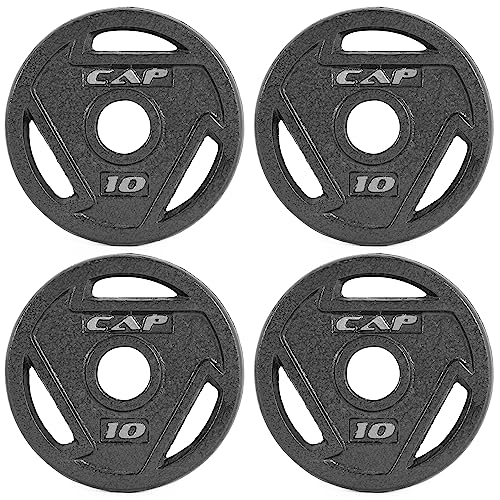 CAP Barbell 2-Inch Olympic Grip Weight Plate, 10 lb, Set of 4,Black