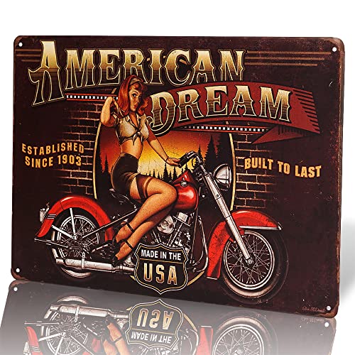 dingleiever-American Dream Motorcycle Pin Up Girl Sign Great Gift idea for The Motorcycle Fanatic!