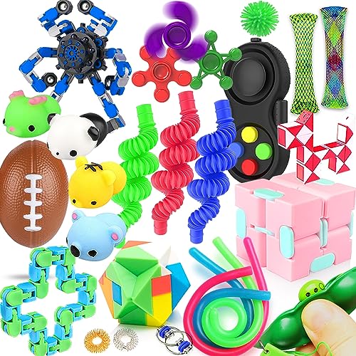 VNAMO Fidget Toys, 28 Pack Sensory Toy Set Relieves Stress and Anxiety for Children Adults, Special Toys Assortment for Birthday Party Favors Classroom Rewards Prizes Carnival Goodie Bag Fillers