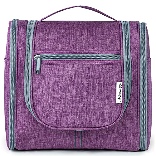 Hanging Toiletry Bag for Women Travel Makeup Bag Organizer Toiletries Bag for Cosmetics Essentials Accessories (Large, Dark Purple)