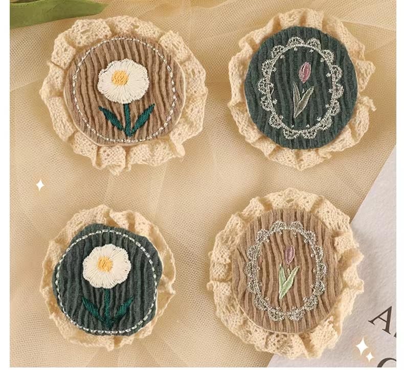4 PCS Lace Patches Fashionable Patterns Patch, Stitching DIY Accessories Suitable for Various Clothing Such as Clothes, Hats, Dresses, Bags, Jeans, etc Lace Patch