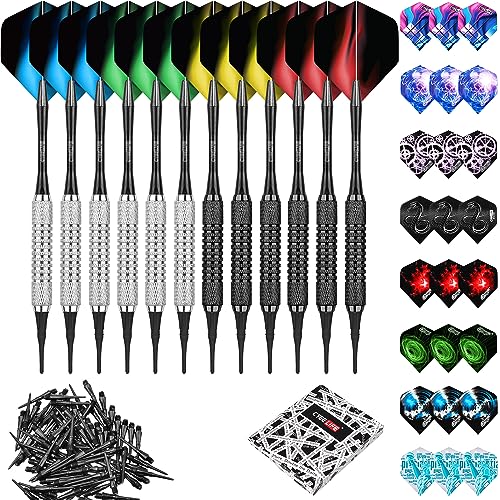 CyeeLife 16 Grams Soft tip Darts with Extra Flights and Plastic Points for Beginners