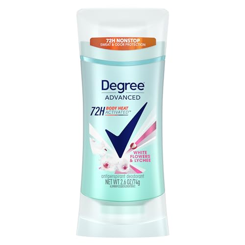Degree Advanced Protection Antiperspirant Deodorant White Flowers & Lychee for 72-Hour Sweat & Odor Control for Women, with Body Heat Activated Technology, 2.6 oz