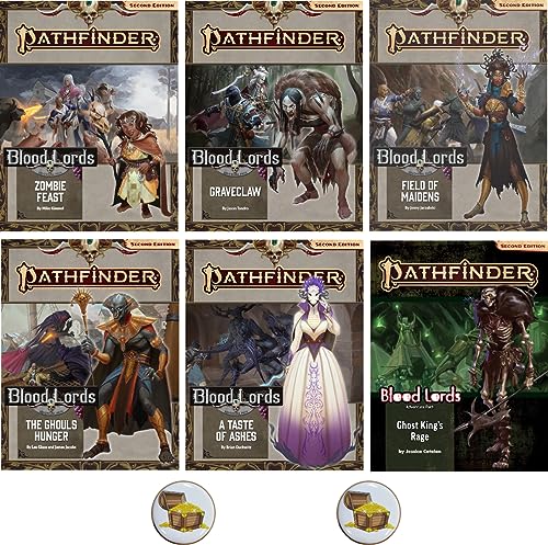 Bundle of Pathfinder (P2) Complete Adventure Path Blood Lords 1 to 6 Plus Two Treasure Chest Buttons…