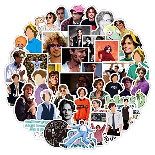 50Pcs Actors Matthew Gray Gubler Stickers for Hydro Flask, Criminal Minds TV Series Vinyl Decal for Laptop Water Bottle Bike Guitar Luggage Phone Computer Skateboard (Matthew Gray Gubler)