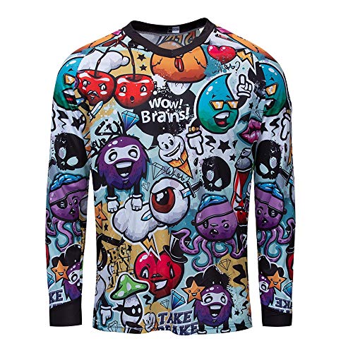 JPOJPO Men's Cycling Jersey MTB T Shirt Long Sleeve Mountain Bike Motorcycle Bicycle Clothes Anti-UV L