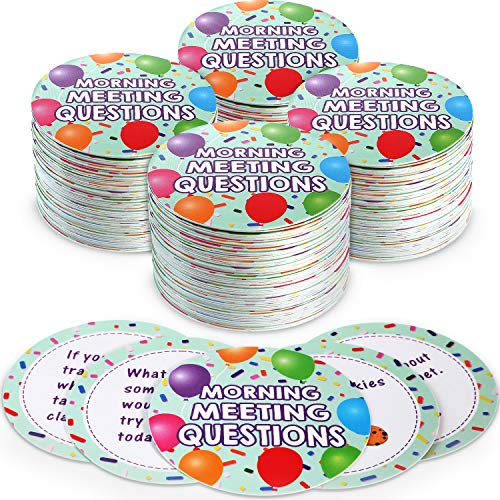 50 Morning Meeting Chips Questions Cards for Students, Questions Ideas Cards Conversation Starter for Classroom Icebreaker Activity Improve Communication Listening Vocabulary Skill Supplies