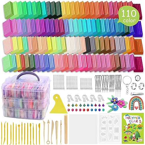 PeacePeo Polymer Clay 110 Colors Oven Bake Clay Non-Toxic Modeling Clay for Kids 215Pcs Baking Clay Set with Sculpting Tools Non-Sticky Clay Kit for Adults Beginners Art Craft