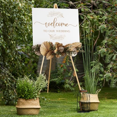 Wooden Easel Stand for Sign, Display Easel Stand Floor for Wedding Sign with Adjustable Tray, Wood Easel Tripod A-Frame Light Duty for Poster, Welcome Sign, Art Show & Baby Shower(Pine Wood, 63')