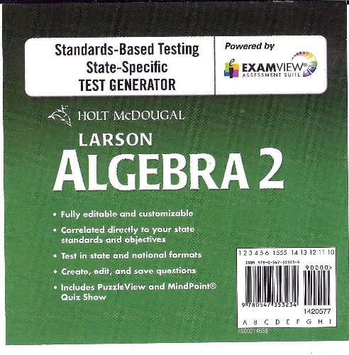 Holt McDougal Larson Algebra 2: ExamView Test Generator CD-ROM