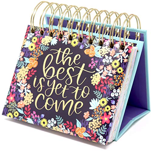 bloom daily planners Undated Perpetual Desk Easel/Inspirational Standing Flip Calendar - (5.25' x 5.5') (The Best is Yet to Come)