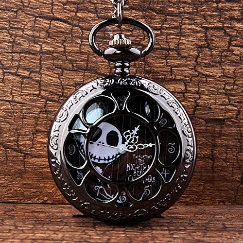 CHITOP Steampunk Tim Burtons- Nightmare Before Christmas -Hollow Quartz Pocket Watch for Jack Skellington and Sally Men Women Gift