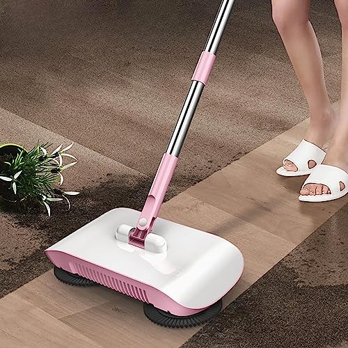New Hand Push Sweeper 3 in 1 Design, 360° Range of Motion, Soft & Thick Brush+Microfiber Mop, One-Handed Operation, Household Lazy Sweeping Mopping Tool Hand Push Sweeper for Floor/68