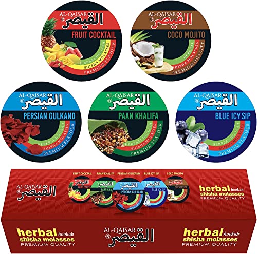 Al Qaisar Hookah Flavors Set Herbal Shisha Hookah Exotic Hookah Flavor Hookah Pack, 50-Gram (Pack of 5)