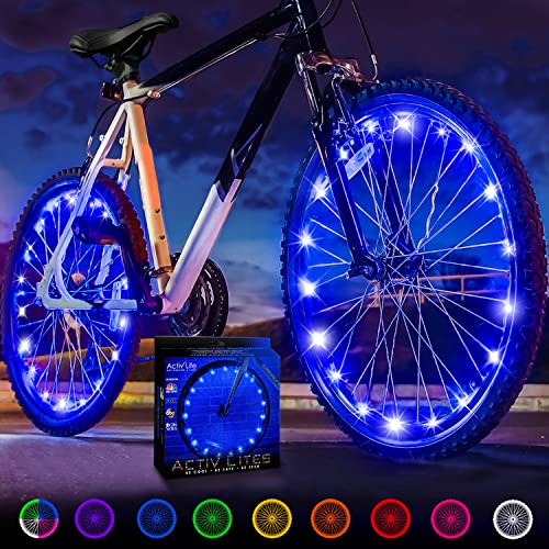 Activ Life Bike Lights, Blue, 2-Tire Pack LED Bicycle Christmas Lights for Wheels with Batteries Included, Top Unique Presents for Kids 2023, Gifts for Men, Stocking Stuffers Birthday Gifts