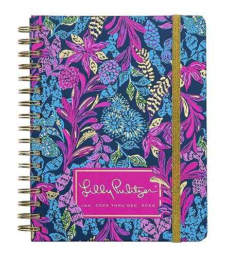 Lilly Pulitzer Daily Planner 2024, Large Agenda Dated January 2024 - December 2024, Weekly Planner with Monthly Calendar, Stickers, Pockets, & Spiral Binding, Hardcover Cute Planner, Calypso Coast