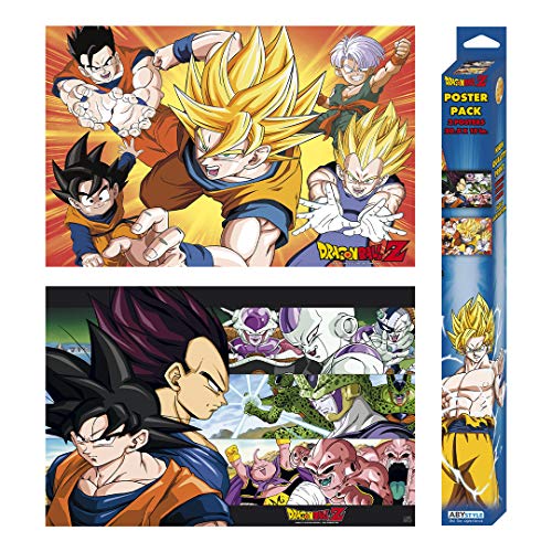 ABYSTYLE Dragon Ball Z Heroes Anime Boxed Poster Set Includes (2), 15' x 20.5' DBZ Mini Posters Feature Goku, Vegeta, Frieza, Cell, Majin Buu, Gohan, Goten and Trunks Anime Manga Wall Art Room Déco