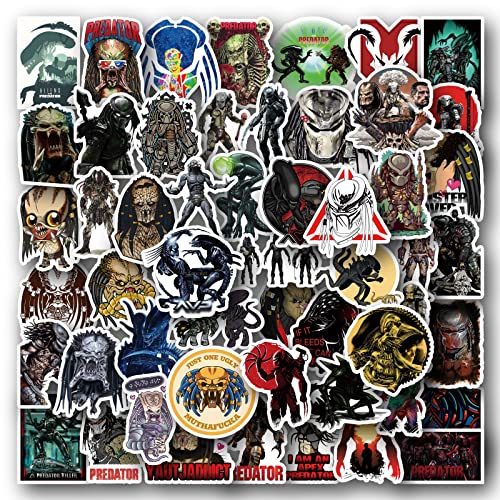 Predator VS Alien StickersThriller Movie Stickers 50PCS Laptop Reward Motivational Stickers for Water Bottle, Skateboard,Refrigerator,Hydro Flasks, Decal, Waterproof Vinyl Decal for Adults, Teens