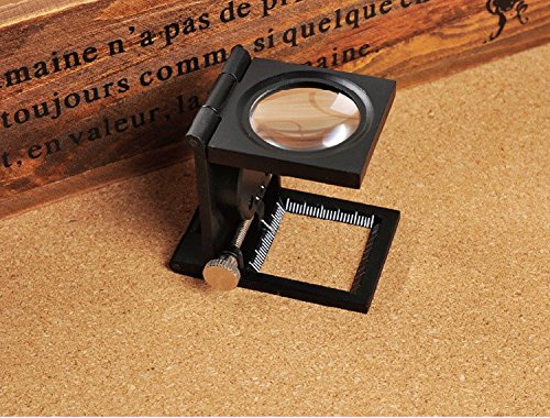 LED Illuminated Portable 10X Jewelers Loupe Magnifier - Double Deck Glass Magnifying Eye Loop Stand- Perfect Low Vision Reading Aide for Books, Menus, Magazines