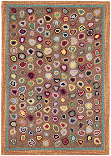 Dash and Albert Cat's Paw Brown Hand Micro Hooked Wool Rug, 6 X 9 Feet, Brown Geometric Pattern