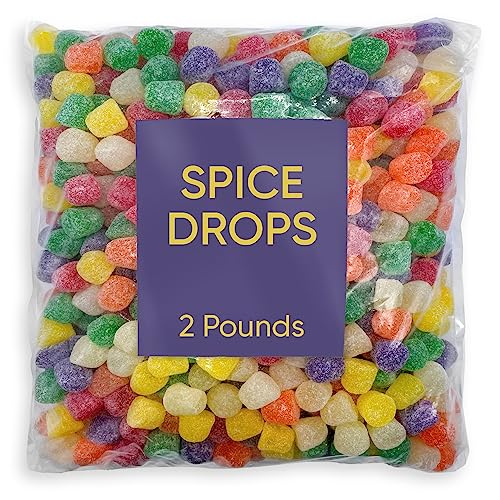 Spice Candy Gum Drops Bulk Candy - Assorted Fruit Flavor - 2 Pounds - Jelly Fruit Gum Drops - Sweet And Spice Drops Candy - Delicious Bulk Pack for Endless Candy Enjoyment - Ideal for Holidays Christmas Candy Tree