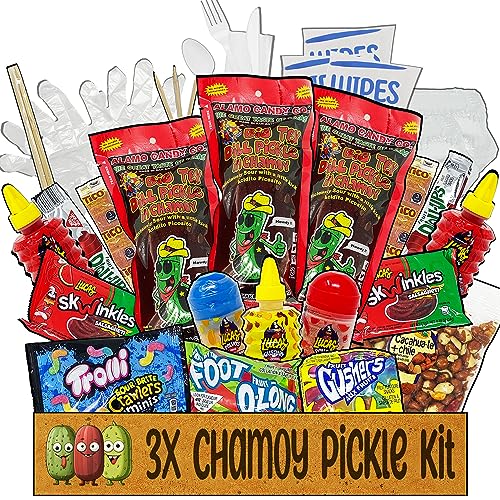 Trending Snacks 3-in-1 DIY Alamo Candy Chamoy Pickle Kit: Mess-Free Challenge with All-Inclusive Accessories