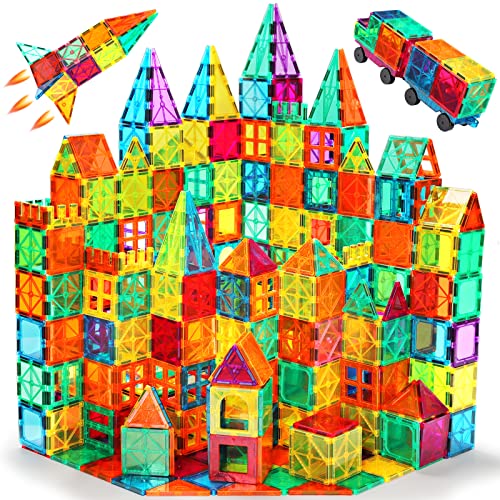 Anbalulu Magnetic Tiles for Kids, Stacking Blocks, Preschool Stem Construction Building Set 100 Pcs
