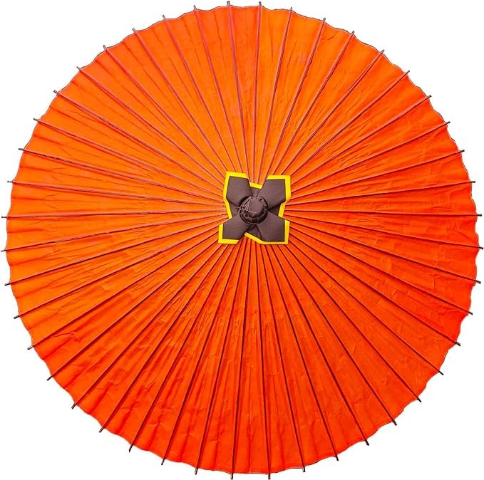 山本竹細工屋 （YAMAMOTOTAKIZAYIKUYA) Asian Home Rainproof Handmade Japanese Oiled Paper Umbrella Parasol Half Openable 29.5inch (Saffron Yellow)