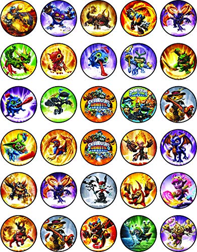 30 x Edible Cupcake Toppers Themed of Skylanders Collection of Edible Cake Decorations | Uncut Edible on Wafer Sheet