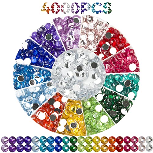 Rhinestones Diamond Painting Beads, Diamond Bead Art Diamond Painting Drills, Diamond Painting Accessories, Diamond Art Accessories and Tools, Rhinestones for Makeup, 20 Colors Round Bead, 4000PCS