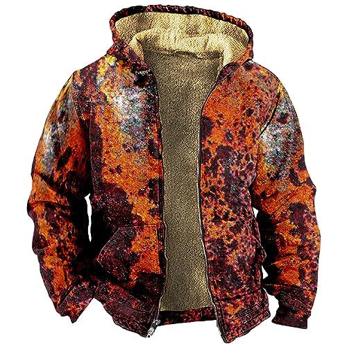 Flannel Jacket for Men Jacket for Men Mens Pullover Sueteres Para Hombre Para El Frio Men Winter Coat Mens Suede Jacket Sudaderas Para Hombre Heavy Winter Coats for Men Parka Jacket Men（5-Red,Medium）