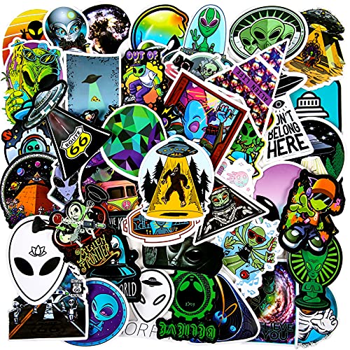 Alien Stickers| 50 PCS | Vinyl Waterproof Stickers for Laptop,Skateboard,Water Bottles,Computer,Phone,Alien Style Stickers for Kids