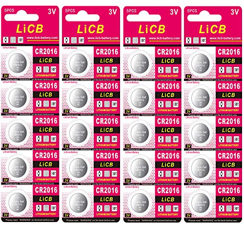 LiCB CR 2016 Battery,CR2016 Lithium Batteries,3 Volt Coin & Button Cell (20 Pack)