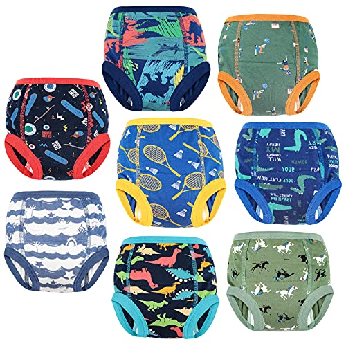 MooMoo Baby Potty Training Underwear for Boys and Girls 8 Packs Cotton Reusable Toddler Training Pants Boys 2T