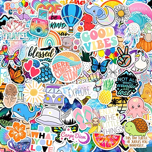 120 Pcs Preppy Stickers, Summer Stickers for Water Bottles Girls, Laptop Accessory Waterproof, Cute Decals for Phone Waterbottle MacBook Cup, Summer Themed Stickers for Teens