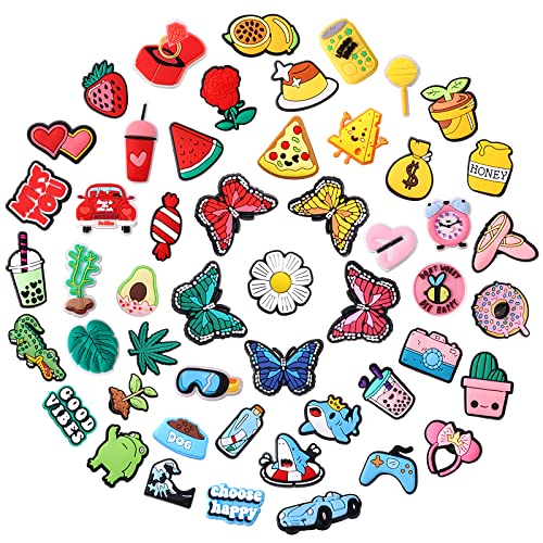 Unipomme 51pcs Colorful Shoe Charms for Boys Girls Teens Women Men, Shoe Decoration Charms for Kids Adults, Party Favors Birthday Gifts