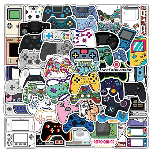 50 Pcs Retro Gamepad Stickers Game Controller Decals for Water Bottle Hydro Flask Laptop Luggage Car Bike Bicycle Vinyl Waterproof Gaming Stickers Pack