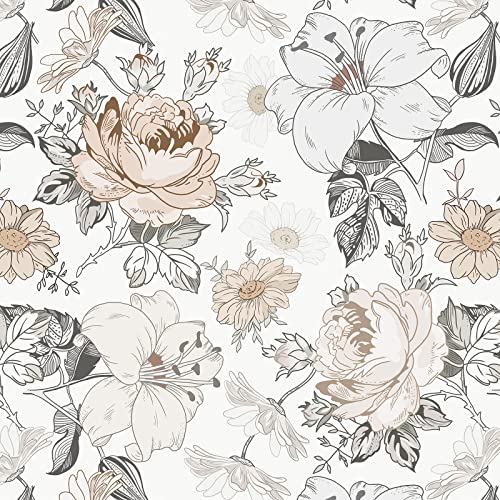 Hopepak 15.3'' X 78.7''Floral Wallpaper Peel and Stick Wallpaper Multicolor Daisy/Peony/Lily Self Adhesive Removable Wallpaper Floral Contact Paper Nursery Bedroom Mural Wall Decorative