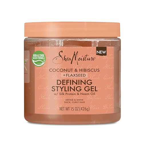 SheaMoisture Defining Styling Gel For Thick, Curly Hair Coconut and Hibiscus Paraben-Free Frizz Control Styling Gel 15 oz