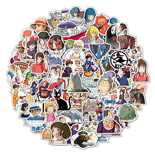 Studio Anime Stickers Set, 100pcs Vinly Waterproof Anime Stickers for Laptop Skateboard Water Bottle for Kids Adults