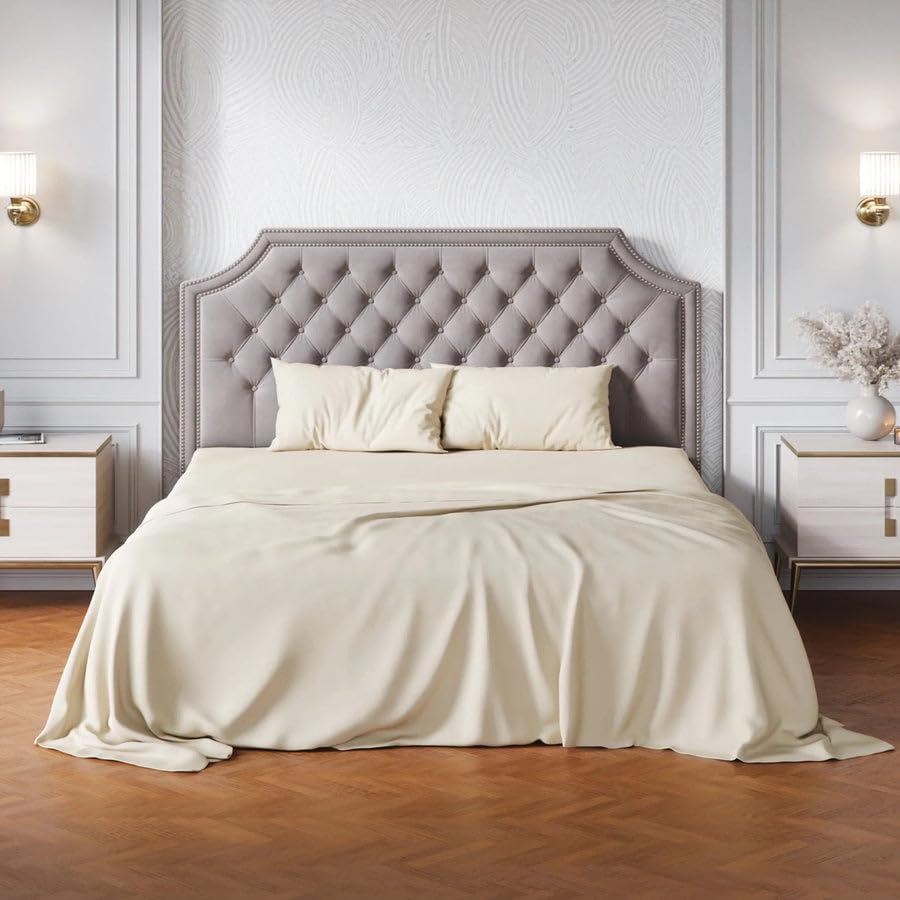 Sven & Son Premium Sateen Bedding Set, 600 Thread Count, Hand-Stitched in Italy, Luxury Collection Fitted Sheet (with 20' Deep Pocket) & Pillowcases for Bedrooms, Resorts, & Hotels - Sand, Twin XL