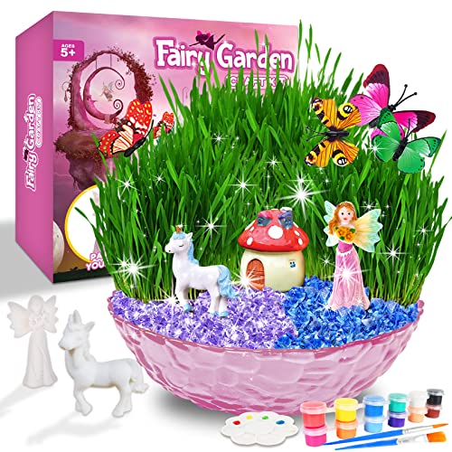 Catcrafter Fairy Garden Kit for Kids - Terrarium Kit for Kids Light Up with Fairy Figurine, Science Kits for Kids Age 5-7 6 8 9+
