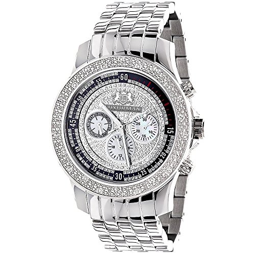 LUXURMAN Diamond Watches for Men: Genuine Diamonds Raptor Mens Watch Stainless Steel Case 0.25ct