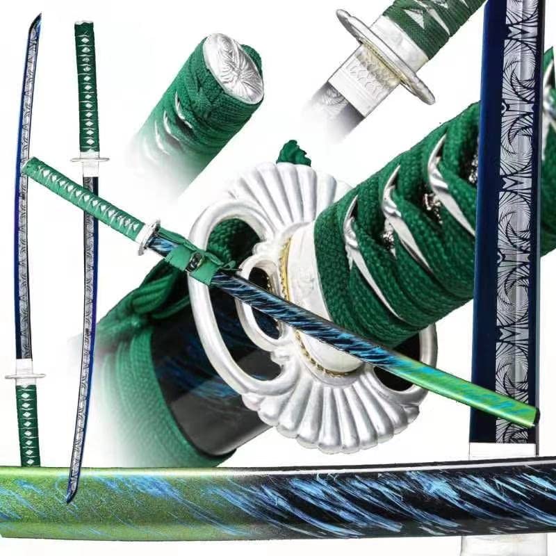 swoid-1045/1060 high Carbon Steel,Hademade Heat Tempered Full Hand Forged Traditional Samurai Sword,Japanese Katana Sword Real Authentic,Full Tang,Functional,Practical,Blue