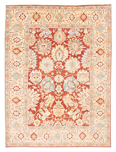 eCarpetGallery Large Area Rug for Living Room, Bedroom | Hand-Knotted | Jules Sultane Bordered Brown Rug 9'0' x 11'8' | 375817