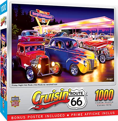 Masterpieces 1000 Piece Jigsaw Puzzle for Adults, Family, Or Kids - Friday Night Hot Rod's - 19.25'x26.75'