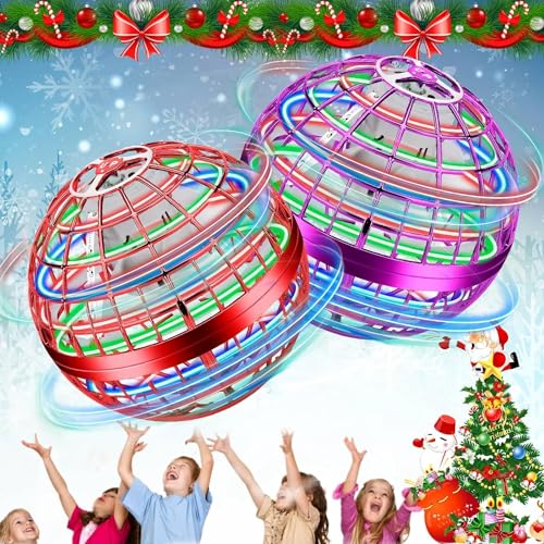 2 Pack Flying Orb Ball Toy Flying Space Orb Magic Flying Ball Toy, 360° Rotating Hover Ball Cool Toy, Flying Spinner Toys Space Boomerang Ball with LED Lights for Kids Adult Christmas Birthday Gift
