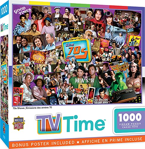 Masterpieces 1000 Piece Jigsaw Puzzle - Nostalgic 70's Television Shows - Retro Entertainment Fun for Adults, Family, Or Kids - 19.25'x26.75'