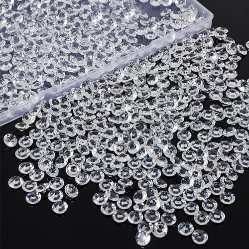 OUTUXED 1000pcs 0.4inch Clear Fake Diamonds Crystals Acrylic Gems Vase Fillers for Centerpieces Wedding Table Decorations Scattering Gemstones Party Bridal Shower